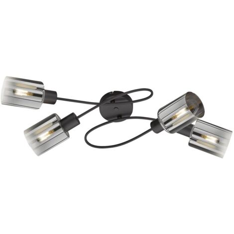 Plafonnier salon spot de plafond métal noir 4 lampes L 79 cm