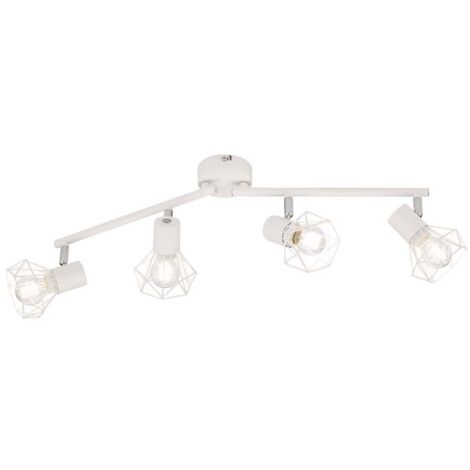 Plafonnier salon spot orientable 4 lampes blanc L 60 cm