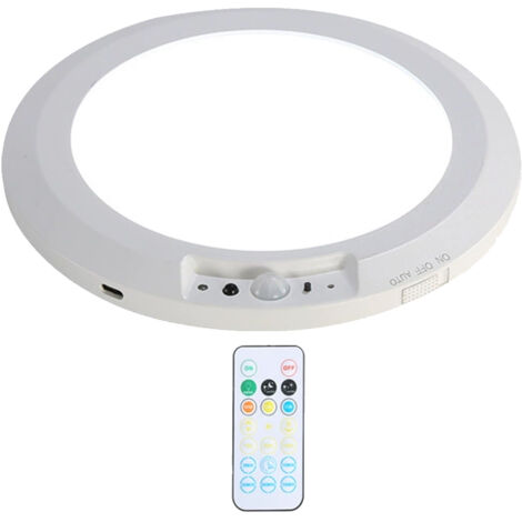 Plafonnier sans fil avec détecteur de mouvement – ​​Batterie 10 000 mAh, design fin, luminaire rond avec minuterie, 3 températures de couleur – pour couloirs et espaces intérieurs