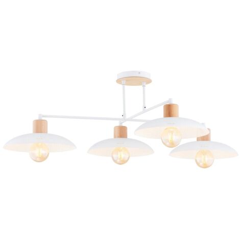 Plafonnier scandinave blanc/bois KOBE 4xE27 Emibig