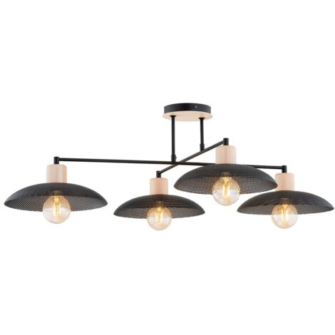 Plafonnier scandinave noir bois KOBE 4xE27 Emibig