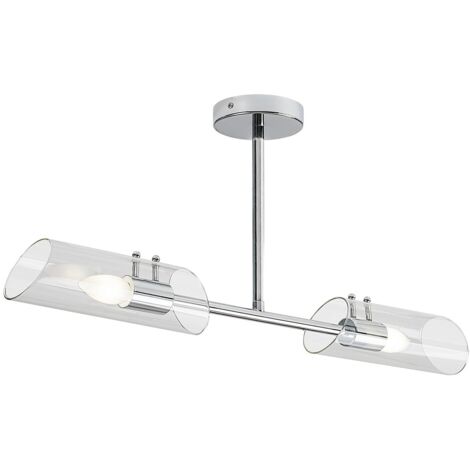 Plafonnier sdb chromé 2 verres cyl. 2xE14 IP44 Rabalux