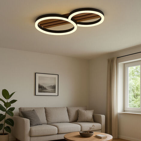 Plafonnier semi-encastré à LED intégré noir mat 2x LED 3000K