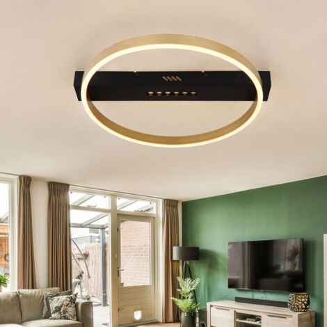 Plafonnier semi-encastré LED intégré 40 cm noir mat rond LED 3000 K