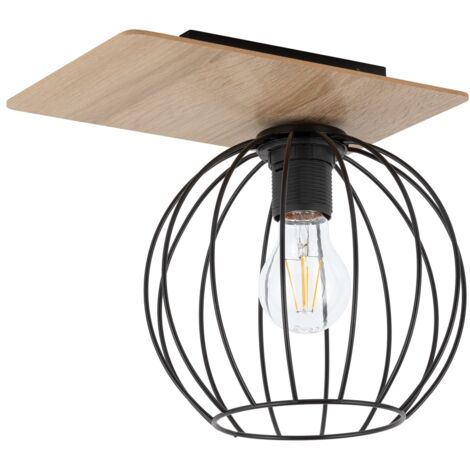 Plafonnier Sigma Cyber rect. bois clair cage noire E27