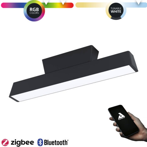 Plafonnier Simolaris-Z Noir Blanc L: 47 B: 5.5 H: 11cm Dimmable 2700-6500K avec fonction Connect-Z