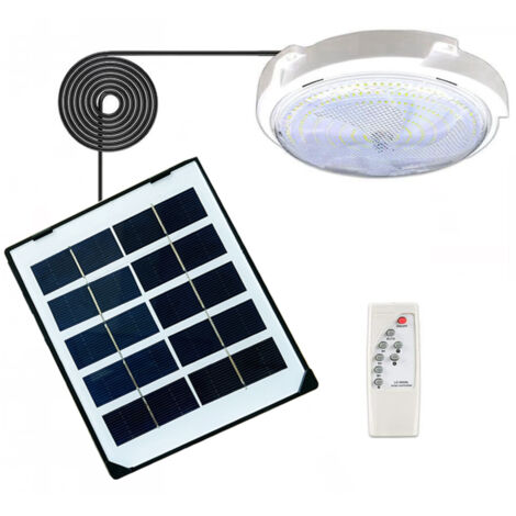 Plafonnier solaire 45 W 50 LED, éclairage d'intérieur décoratif pour couloirs et allées, avec télécommande et détecteur de luminosité