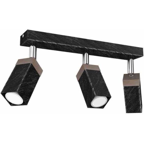 Plafonnier SOLO SAWN NOIR / BOIS PATINÉ 3x mini GU10