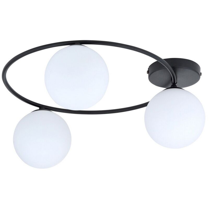 Epikasa - Plafonnier Sopra, Acier peint par poudrage, Verre, Noir, Blanc, 47x20x47 cm