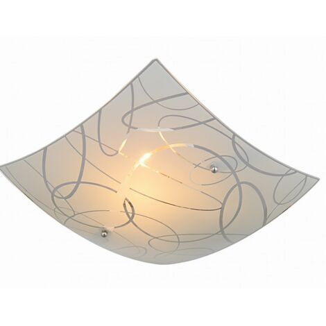 Plafonnier spirelli plafonnier large attaque e27 en verre blanc couleur 604400101