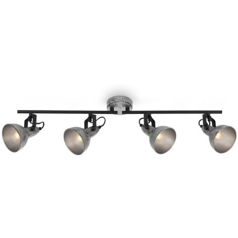 Plafonnier Spot 4x E14 40W pivotant et orientable argent antique Briloner