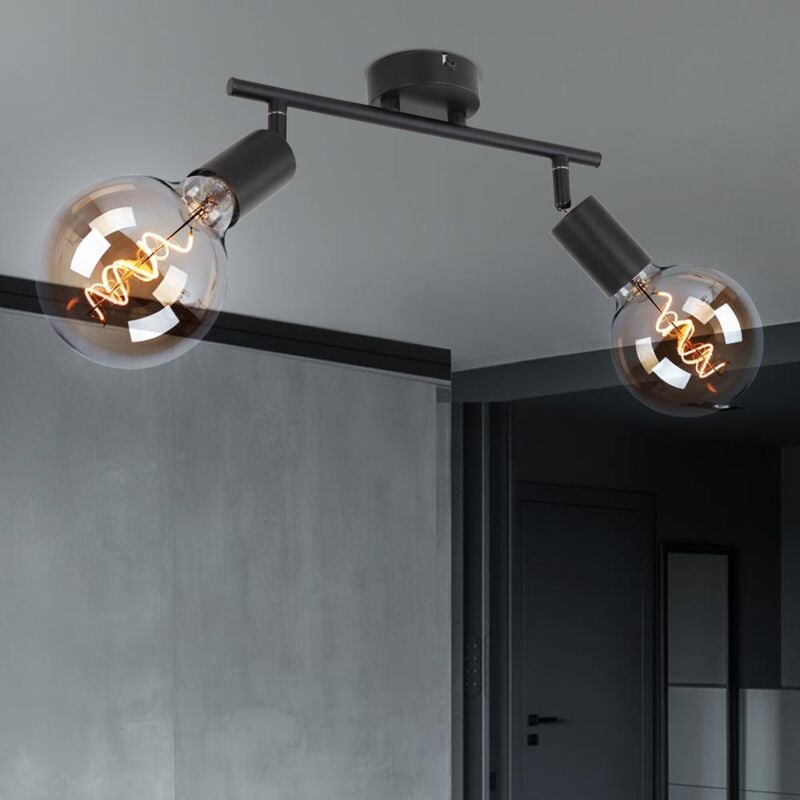 Globo Lighting - Plafonnier spot à 2 lampes spot orientable plafonnier spot noir, métal, 2x led filament 7W 720Lm blanc chaud, LxPxH 30x8x15,5 cm
