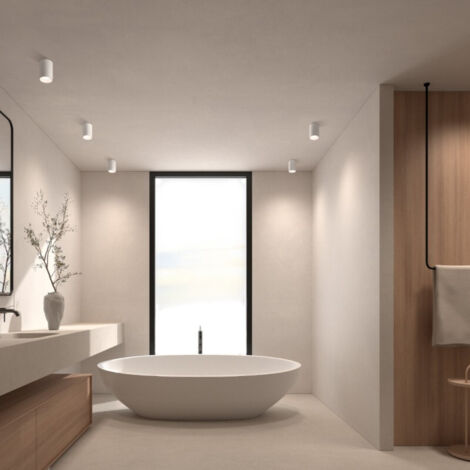 Plafonnier spot blanc salle de bain IP44 – Métal cylindrique – Dimensions compactes 8,5cm x 6cm – Éclairage sécurisé pour pièces d'eau – Millumine