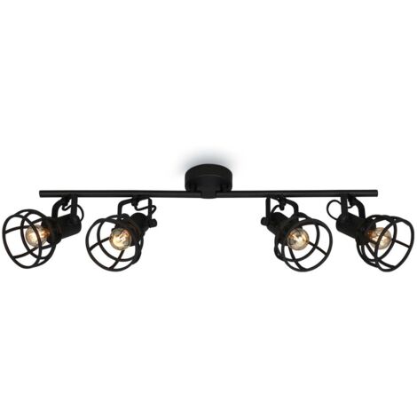 Plafonnier spot BRILONER LEUCHTEN KORBO BLACK, 25 W, IP20, noir, métal, excl. 4x E14, 70,5 x 11 x 24 cm