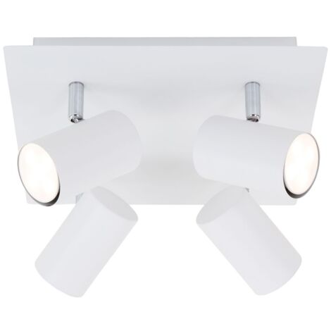 Plafonnier Spot BRILONER LEUCHTEN RUN, 40 W, IP20, blanc, métal, incl., 4x GU10, 26,5 x 26,5 x 12,3 cm