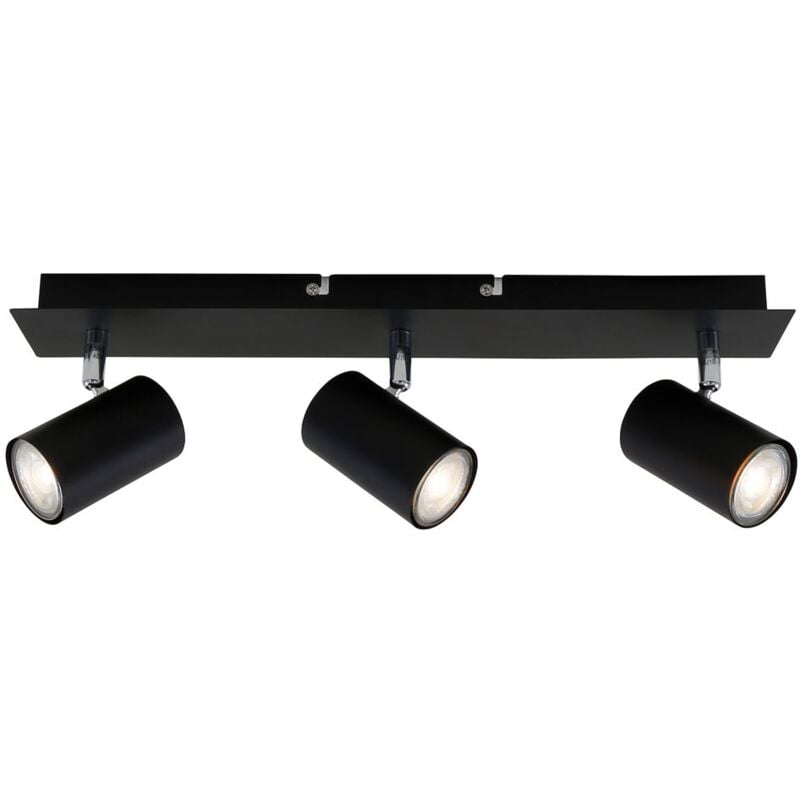 Plafonnier Spot Briloner leuchten run, 40 w, IP20, noir, métal, incl., 3x GU10, 45 x 8 x 12,3 cm