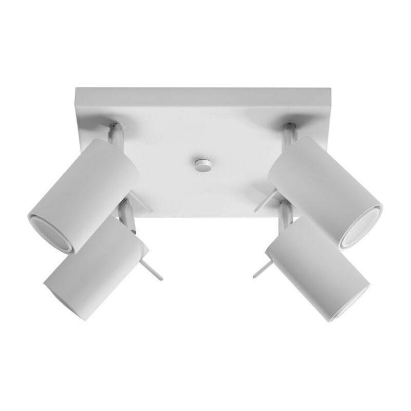 Plafonnier Spot Carré Blanc Orientable pour 4 Ampoules GU10 - SI