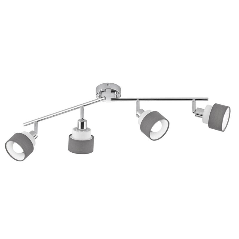 Wofi - Plafonnier Spot de chambre à coucher 4 flammes, réglable, acier, gris chrome, 4x E14 douilles, LxlxH 85x20,2x9 cm
