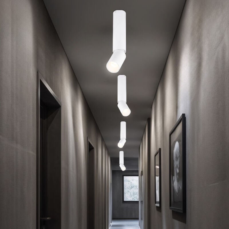 Plafonnier spot de plafond lampe de salle à manger lampe de salon lampe de cuisine, aluminium blanc, spot mobile, 1x LED 8W 502Lm 3000K blanc chaud,