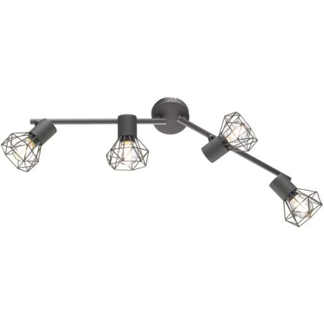 Plafonnier spot de plafond lampe de salon 4 lampes gris mobile L 60 cm