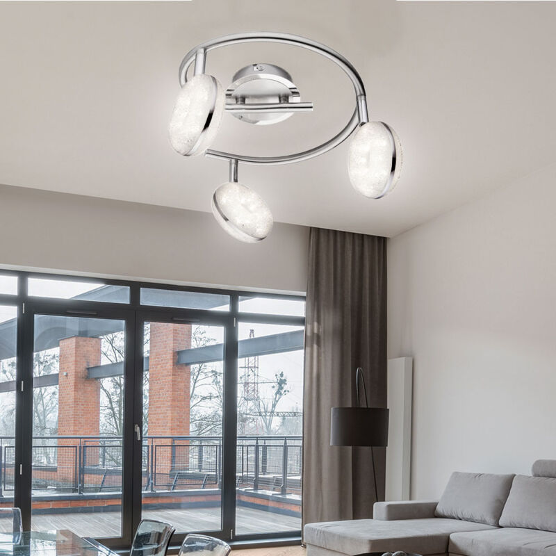 Plafonnier spot de plafond led orientable lampe de salon chromée spot, 3x 6W 3x 475lm blanc chaud, d 25x19 cm