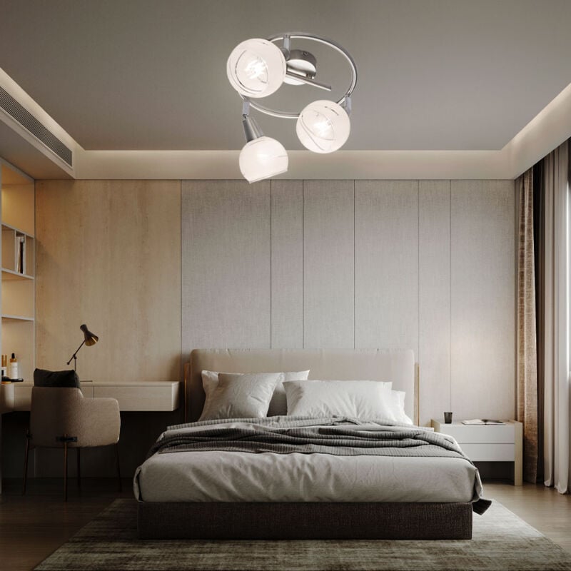 Globo Lighting - Plafonnier Spot de plafond led Plafonnier chromé Lampe de salon en verre avec spots mobiles, 3x 5W 3x 400lm blanc chaud, DxH 25x21 cm