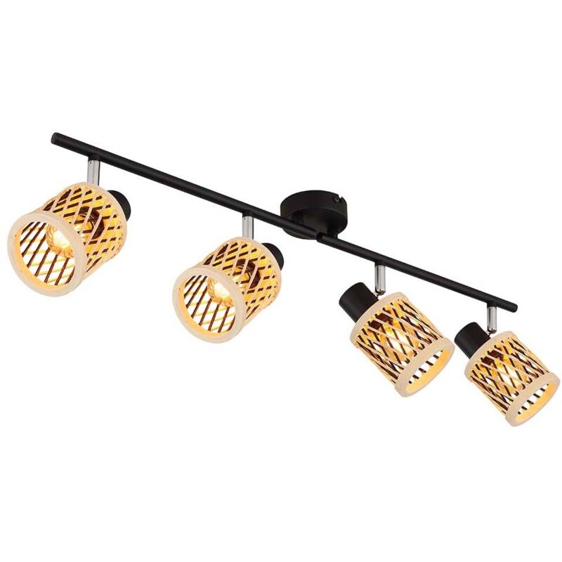 Plafonnier spot de plafond orientable en bambou noir mat L 70 cm