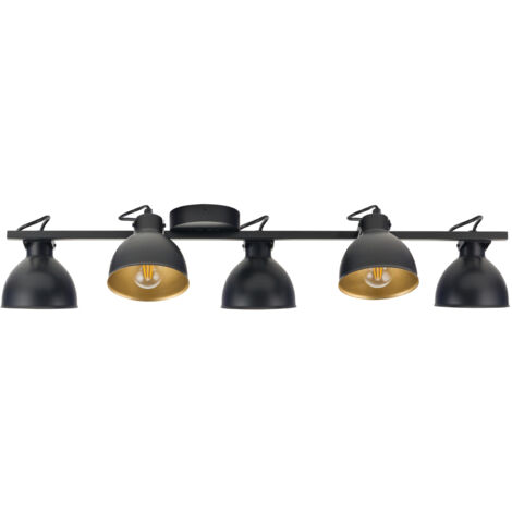 Plafonnier spot loft noir/or 5xE27 orientable Mars