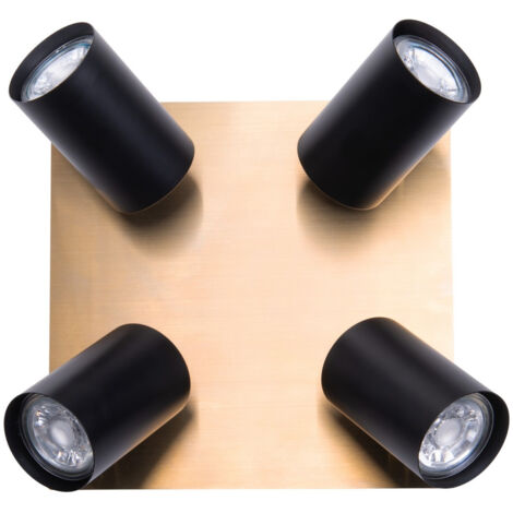 Plafonnier spot lumineux salon lumière noir or spot orientable GU10