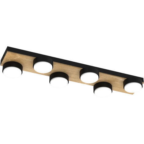 Plafonnier spot rect. 6xGX53 noir/bois Sema Luminex
