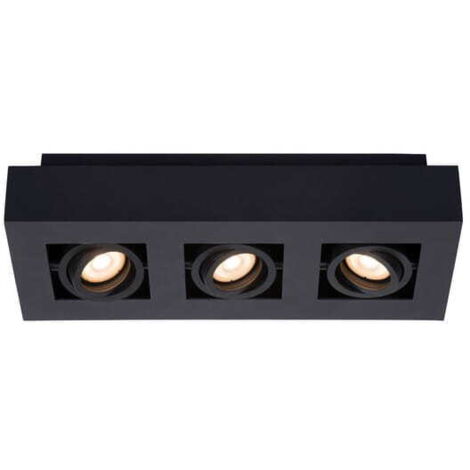 Plafonnier spots Lucide XIRAX 3xGU10 LED noir dim.
