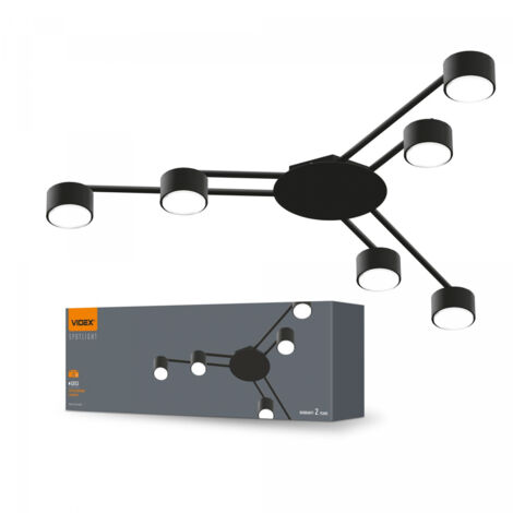 Plafonnier spots moderne noir en alu 6xGX53 30W Videx