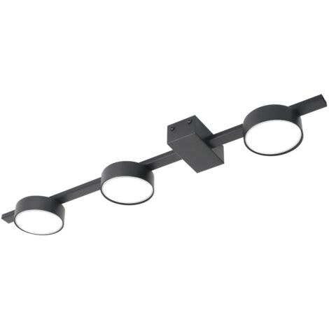 Plafonnier spots ronds noir barre 3xGX53 10W JOY Polux