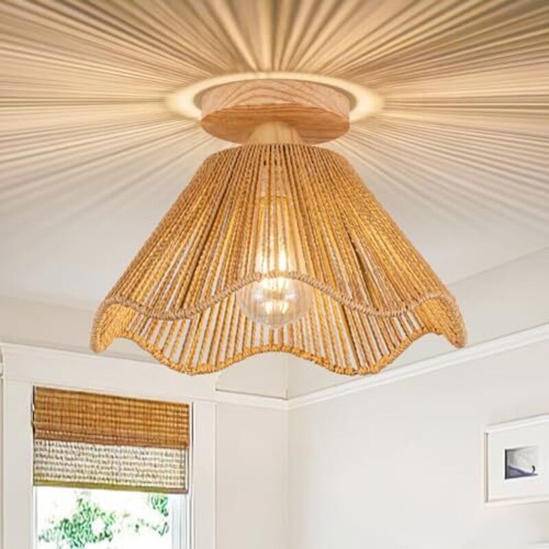 Plafonnier style bohème, lustre rétro, lustre de 32cm, douille E26, style nordique, pour couloirs et salons (intensité variable 2700-6000K, 04)