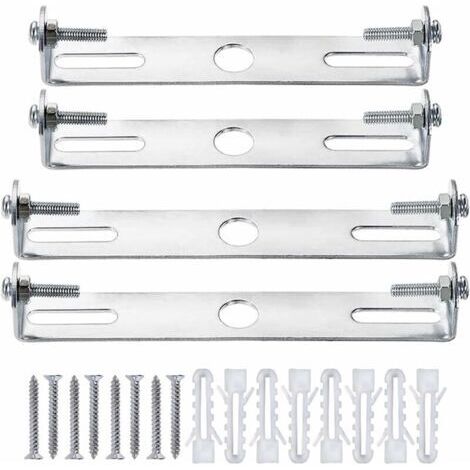 Plafonnier Support Universel Argenté en Acier Carbone (Pack de 4 avec Rosace, Vis et Écrous)