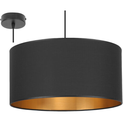 Plafonnier suspendu, abat-jour, noir, LED, 40 cm