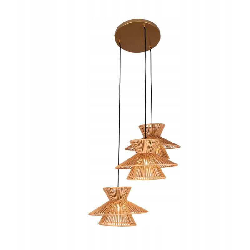 Plafonnier suspendu en bambou BOHO en rotin et bois pour loft
