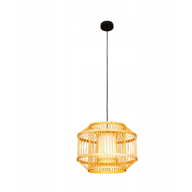 Plafonnier suspendu en bambou BOHO en rotin et bois pour loft