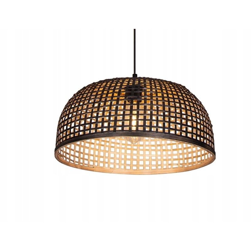 Plafonnier suspendu en rotin et bambou style loft, grand modèle, noir