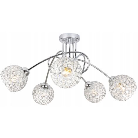 PLAFONNIER SUSPENDU LUSTRE CRISTAL CHROME LED