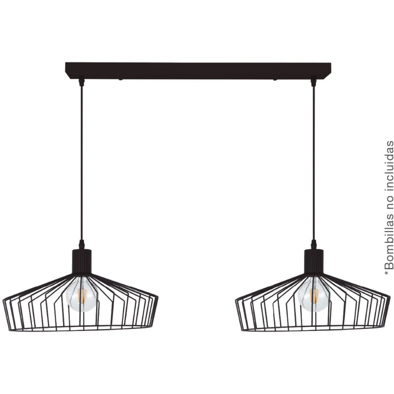 GSC - Plafonnier suspendu noir série Bamil double E27 Ø380mm