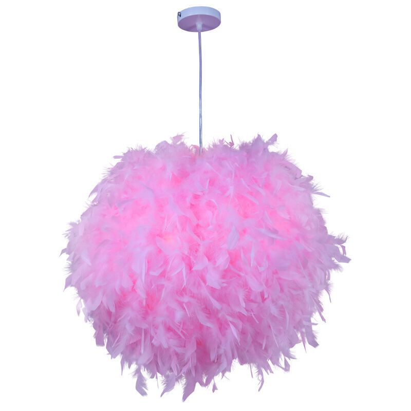 Treetalk - Plafonnier suspendu rétro avec plumes rose--20cm
