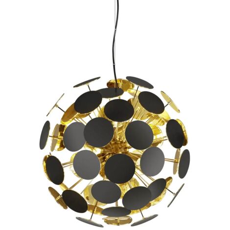 Plafonnier suspendu salle à manger spots lampe pendule noir or trio lumières 309900632