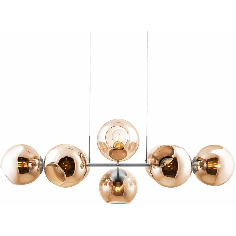 Nino-leuchten - Plafonnier suspension boule de verre spots ambre salon salle à manger éclairage lampe suspendue hauteur réglable Nino lumières