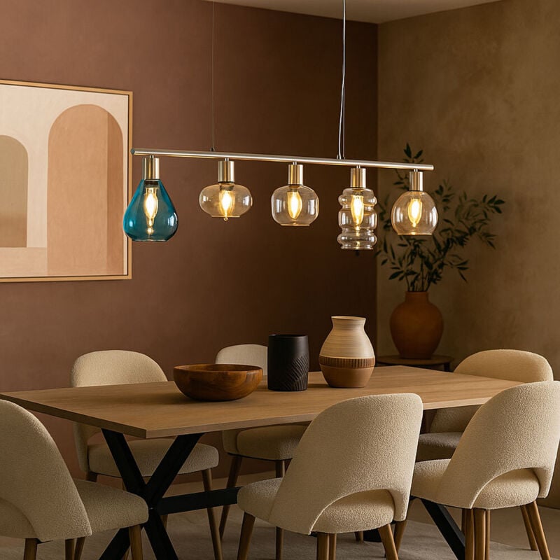 Plafonnier suspension design salon salle à manger éclairage verre cuisine couloir suspension lampe multicolore