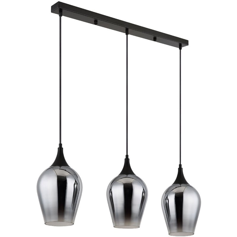 Plafonnier suspension lampe de salle à manger lampe en verre couleur fumée à 3 lampes