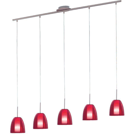 Plafonnier suspension salon salle à manger verre suspension rouge blanc dans un ensemble comprenant des ampoules LED