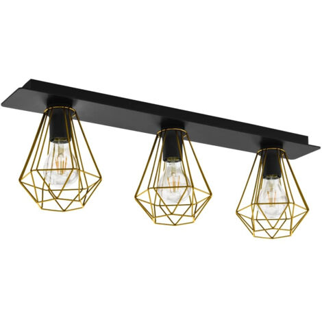 Plafonnier Tarbes 2 Noir, Laiton L: 77 B: 17.5 H: 24.5cm Dimmable