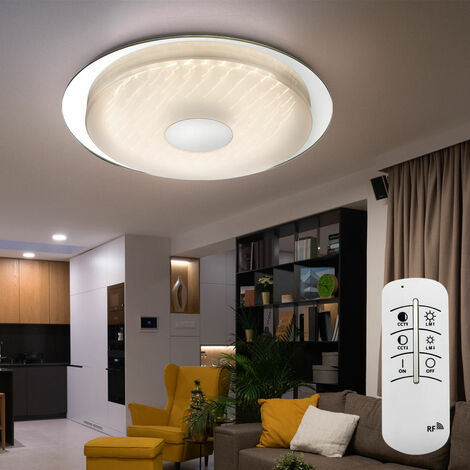 Plafonnier télécommande dimmable LED plafonnier de chambre à coucher avec film effet 3D, couleur de lumière réglable, 24W 1700lm, D 45 cm