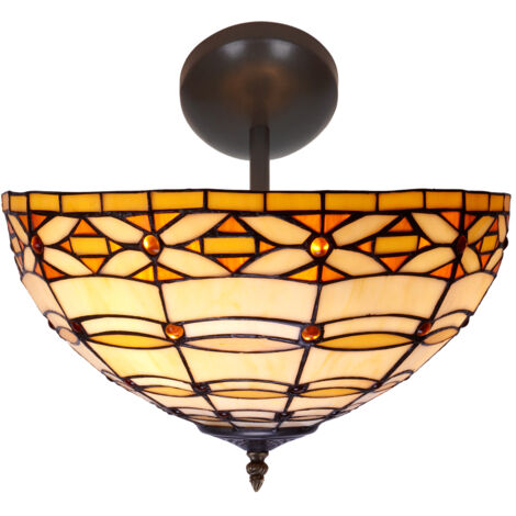 Plafonnier Tiffany plus grand diamètre 40cm Série Ivoire